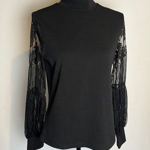 SHEIN lace sleeve mock neck top